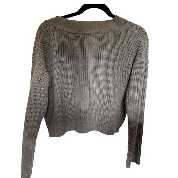 Cropped grey knit sweater - Picture 6 of 7